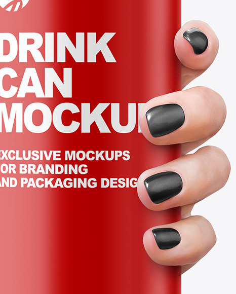 Aluminium Drink Can With Matte Finish in a Hand Mockup