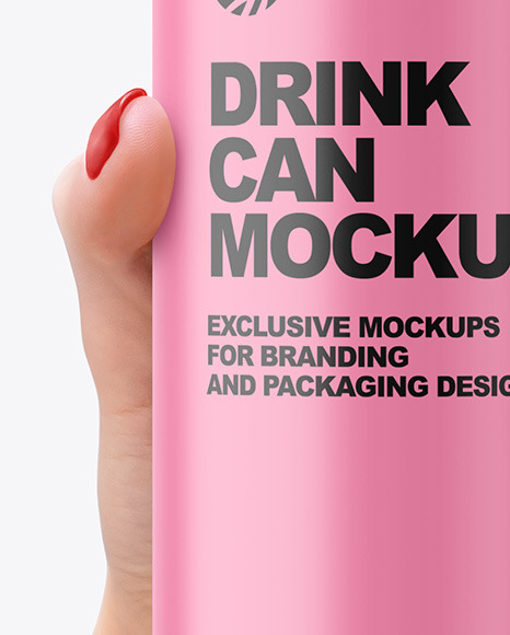 Aluminium Drink Can With Matte Finish in a Hand Mockup