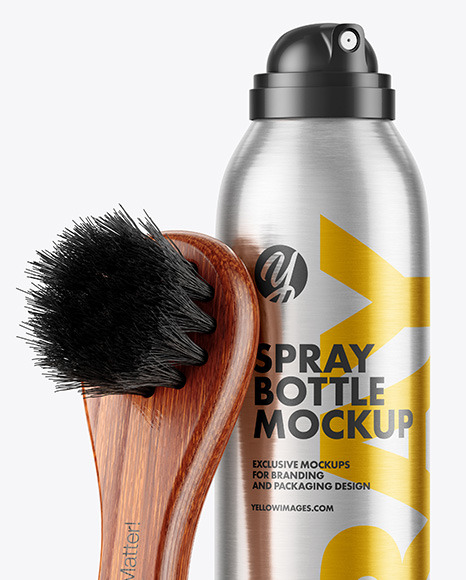 Spray Bottle with Shoe Brush Mockup