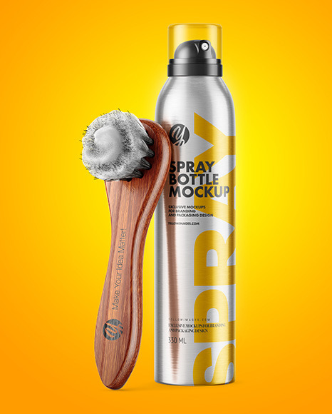 Spray Bottle with Shoe Brush Mockup