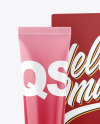 Glossy Cosmetic Tube with Box Mockup