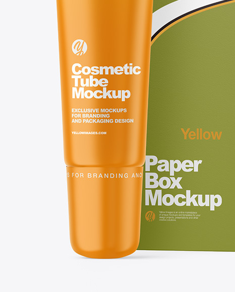 Matte Cosmetic Tube with Box Mockup