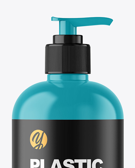 Glossy Cosmetic Bottle with Pump Mockup