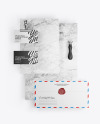 Two Business Cards &amp; Envelope with Marble Mockup