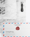 Two Business Cards & Envelope with Marble Mockup