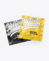 Two Glossy Square Sachets Mockup