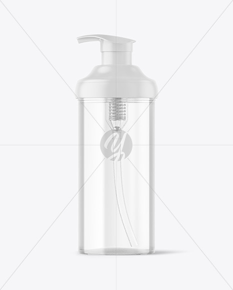 Clear Cosmetic Bottle with Pump Mockup