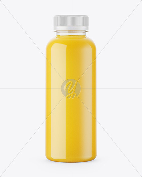 Clear Bottle with Orange Juice Mockup