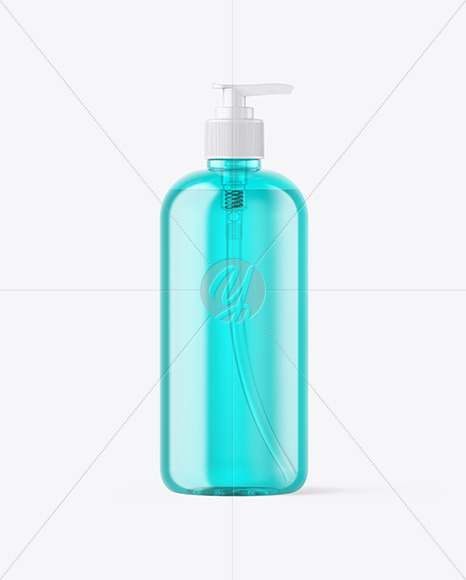 Color Plastic Cosmetic Bottle with Pump Mockup