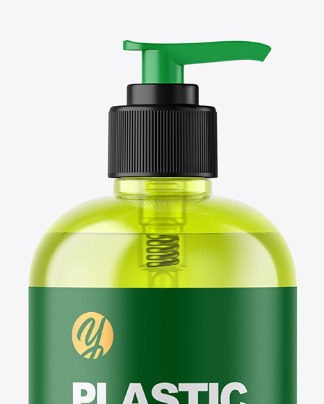 Color Plastic Cosmetic Bottle with Pump Mockup