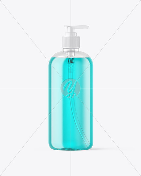 Color Liquid Cosmetic Bottle with Pump Mockup