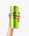 Aluminium Drink Can in a Hand Mockup