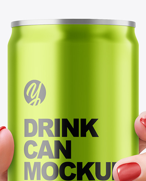 Aluminium Drink Can in a Hand Mockup