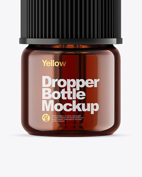 Dark Amber Glass Dropper Bottle Mockup