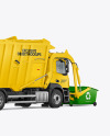 Garbage Truck Mockup - Back Half Side View