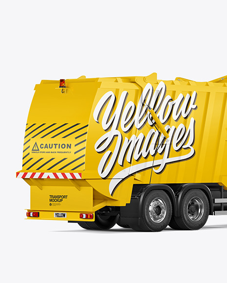 Garbage Truck Mockup - Back Half Side View