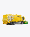 Garbage Truck Mockup - Back Half Side View