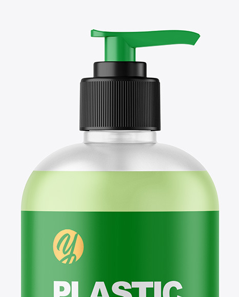 Frosted Liquid Soap Bottle with Pump Mockup