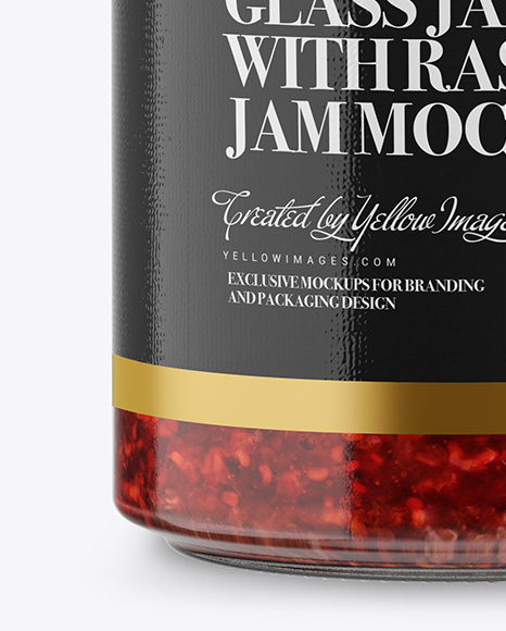 Glass Jar with Raspberry Jam Mockup - Front View