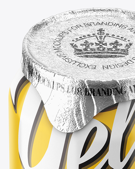 500ml Glossy Aluminium Can W/ Foil Lid Mockup (High-Angle Shot)