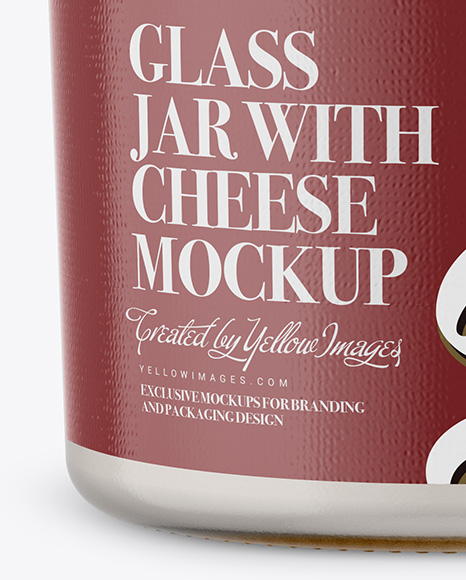 Glass Jar 900g with Cheese Mockup - Front View