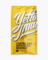 Glossy Coffee Bag With Valve Mockup - Front View