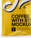 Glossy Coffee Bag With Valve Mockup - Front View