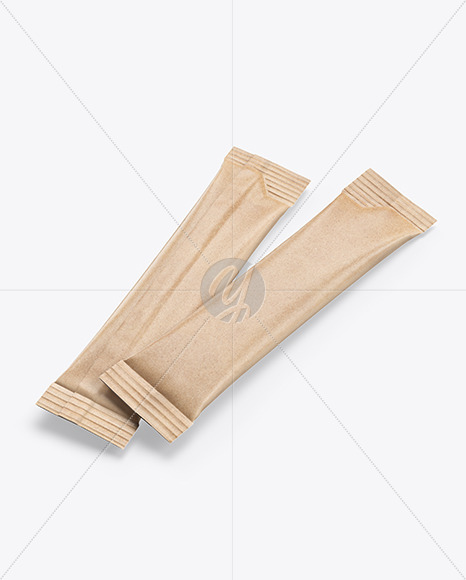 Two Kraft Stick Sachets Mockup