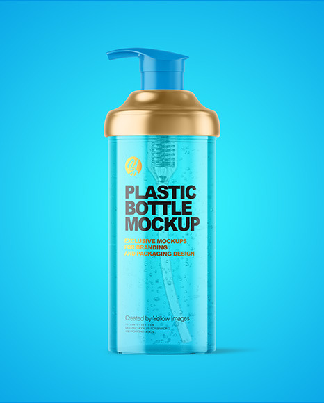 Clear Cosmetic Bottle with Pump Mockup