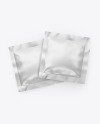 Two Glossy Metallic Square Sachets Mockup