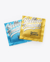 Two Matte Metallic Square Sachets Mockup