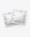 Two Matte Metallic Square Sachets Mockup