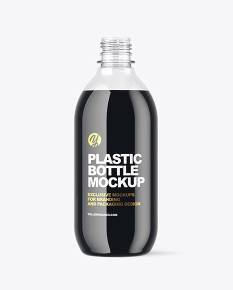 Clear Plastic Bottle with Dark Drink Mockup