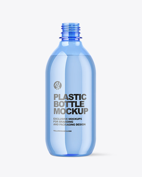 Blue Plastic Water Bottle Mockup