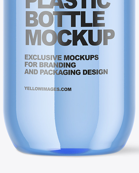 Blue Plastic Water Bottle Mockup