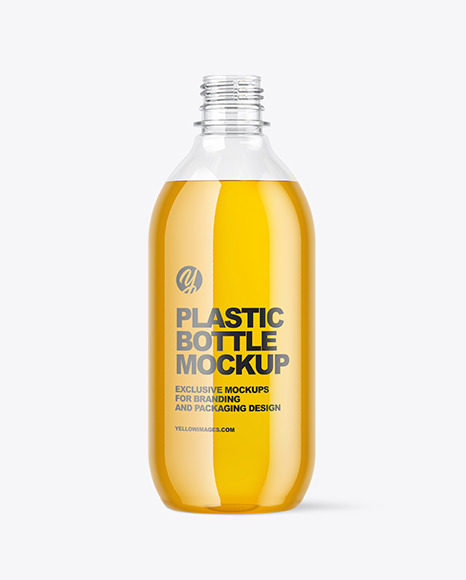 Clear Plastic Apple Juice Bottle Mockup