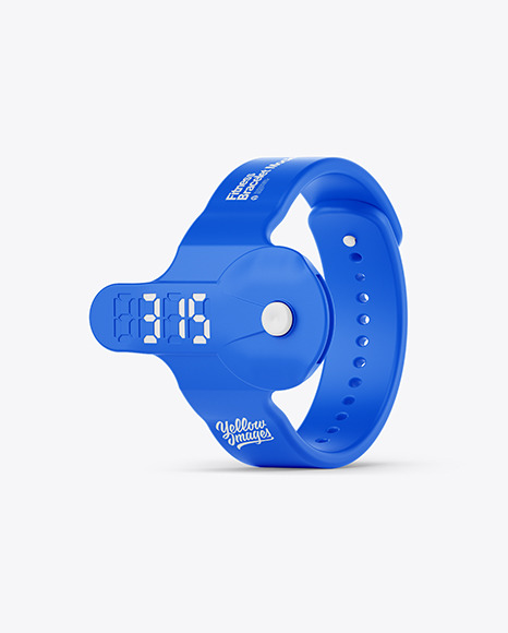 Fitness Silicone Bracelet Mockup - Half Side View