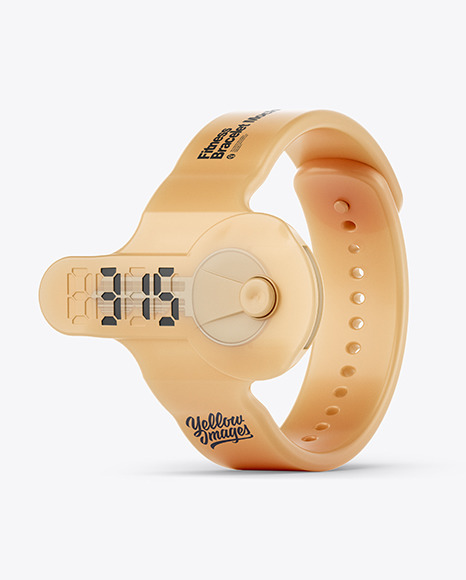 Fitness Silicone Bracelet Mockup - Half Side View