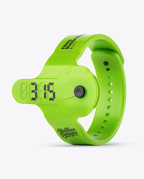 Fitness Silicone Bracelet Mockup - Half Side View