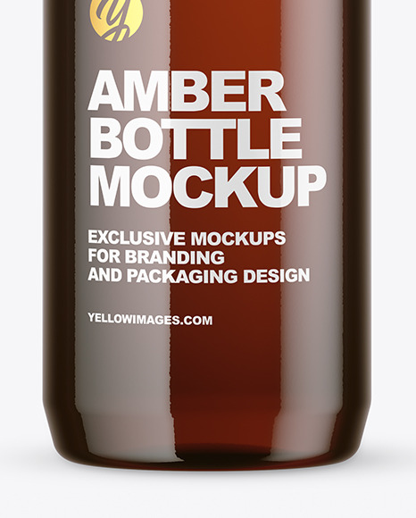 Amber Plastic Bottle Mockup