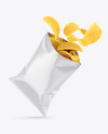 Opened Glossy Bag With Riffled Potato Chips Mockup