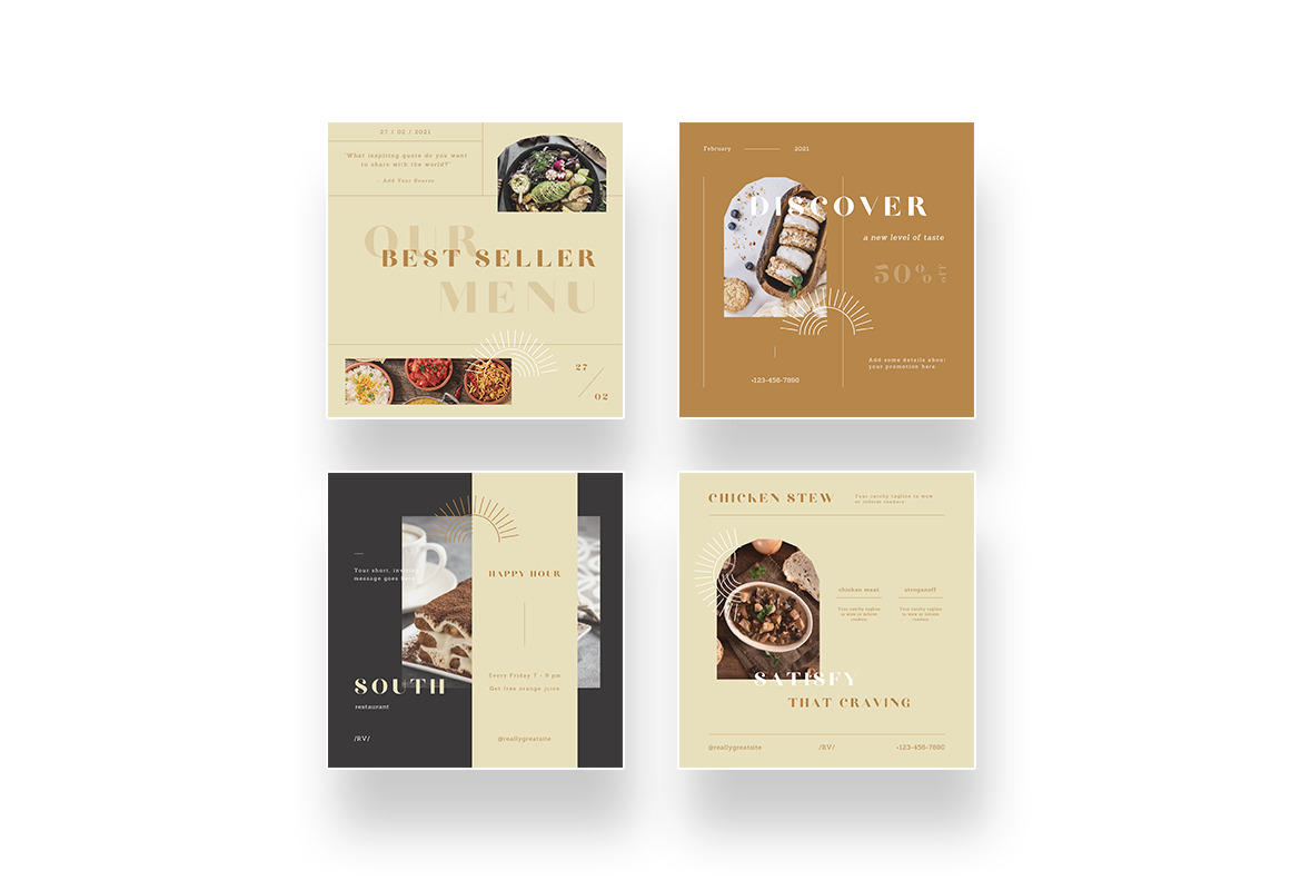 Classy and Elegant Restaurant Instagram Canva Template