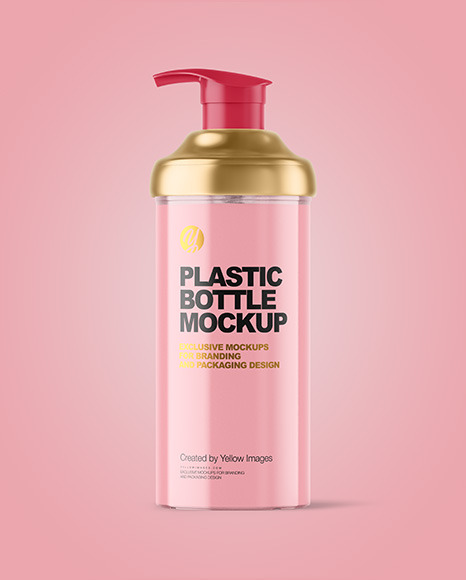 Clear Liquid Soap Bottle with Pump Mockup