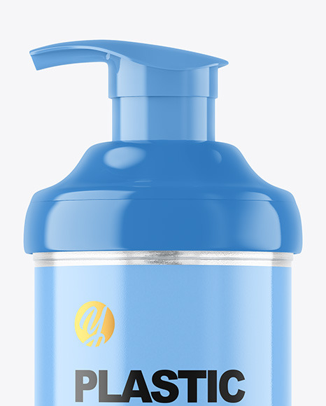 Clear Liquid Soap Bottle with Pump Mockup