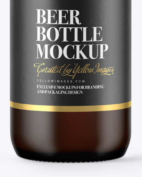 Frosted Amber Beer Bottle Mockup