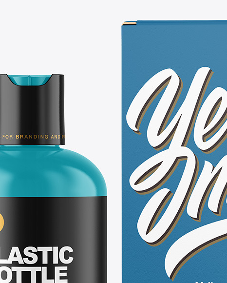 Glossy Cosmetic Bottle with Box Mockup