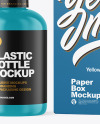 Glossy Cosmetic Bottle with Box Mockup