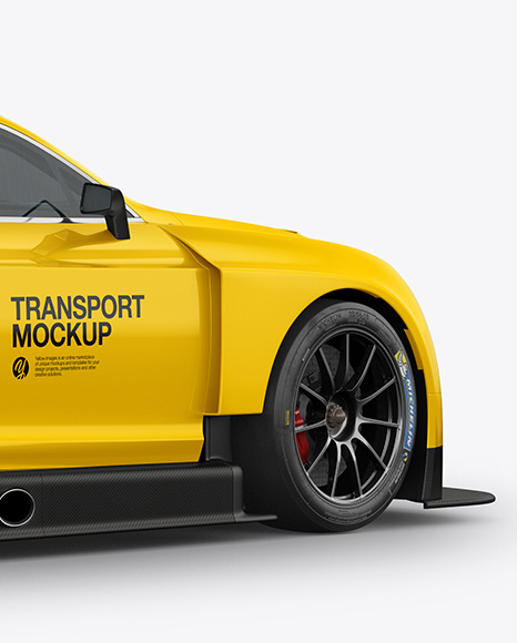 Sport Car Mockup - Back Half Side View