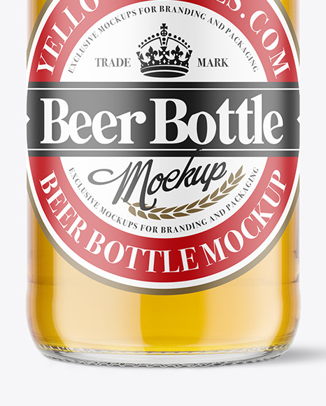 Clear Glass Bottle with Lager Beer Mockup