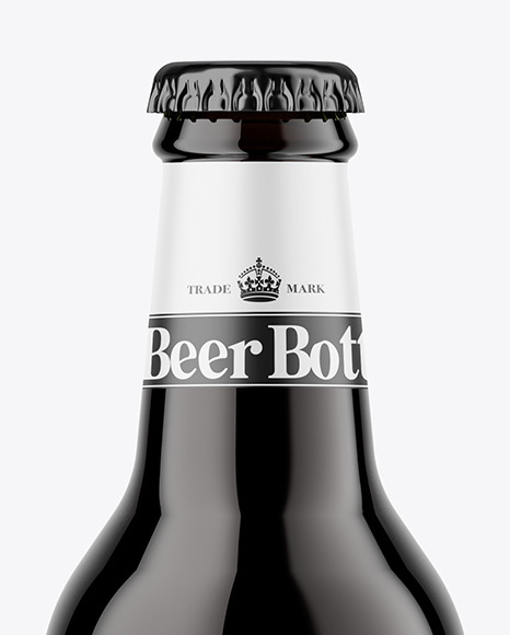 Amber Glass Dark Beer Bottle Mockup